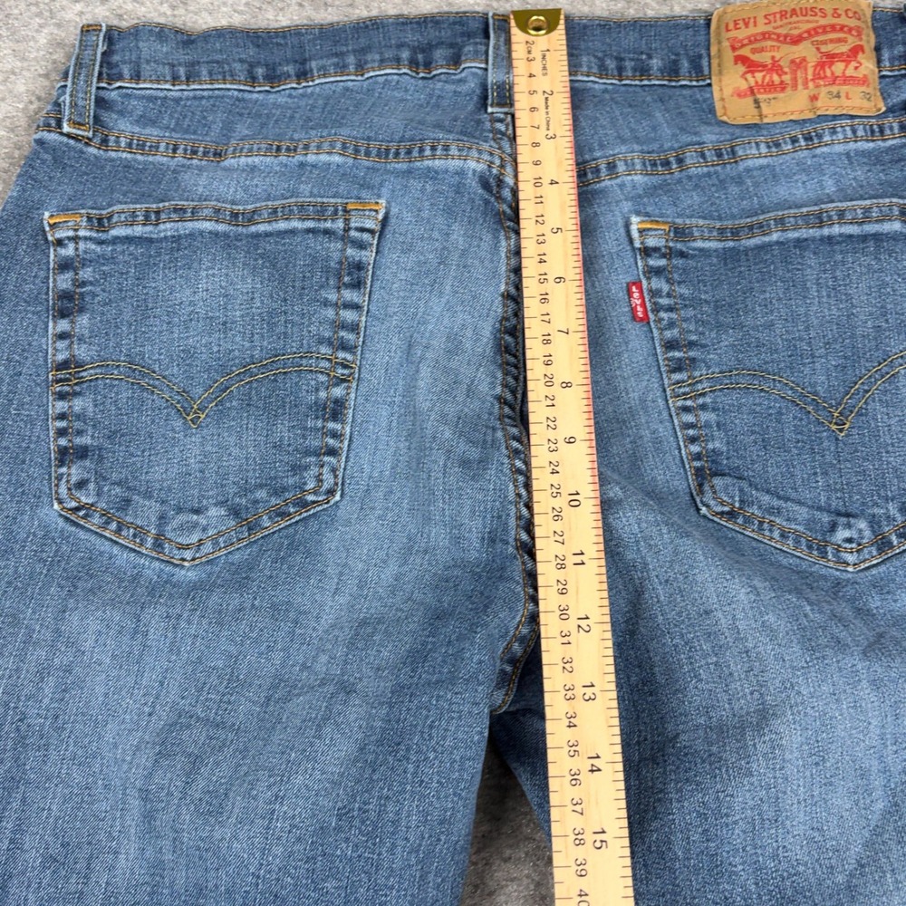 Levis 559 Jeans Mens 34x32 Blue Denim Classic Casual Straight Leg Dark Wash - Picture 12 of 15
